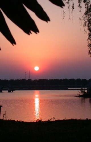 夕阳下平湖